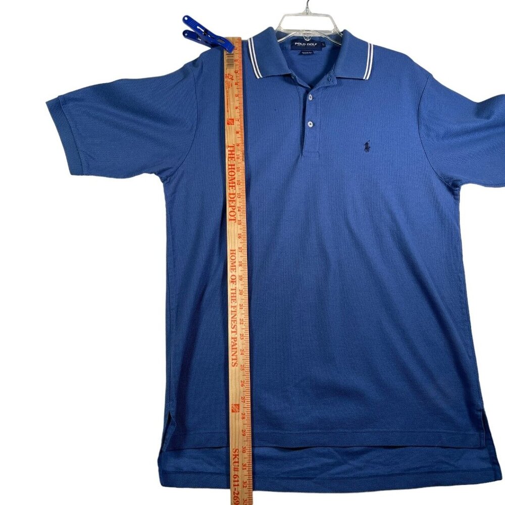 Polo Golf Ralph Lauren Shirt Mens L Blue‎ Cotton Short Sleeve Blue Pony Logo - Picture 6 of 8